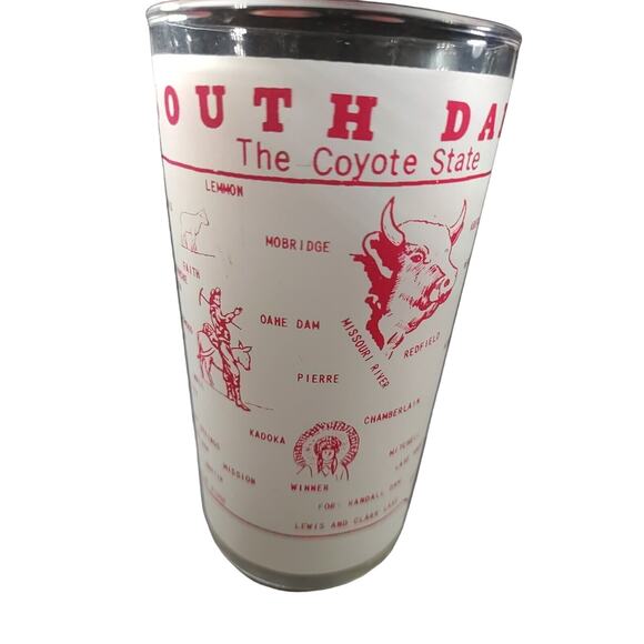 Vintage State Of South Dakota Souvenir Frosted Drinking Glass Hazel Atlas Flaw - Picture 10 of 14